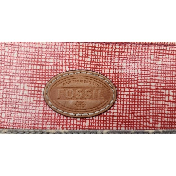 Fossil Long Live Vintage Long Wallet Red Checkered & Birds Zip Around PVC Coated - Picture 2 of 11